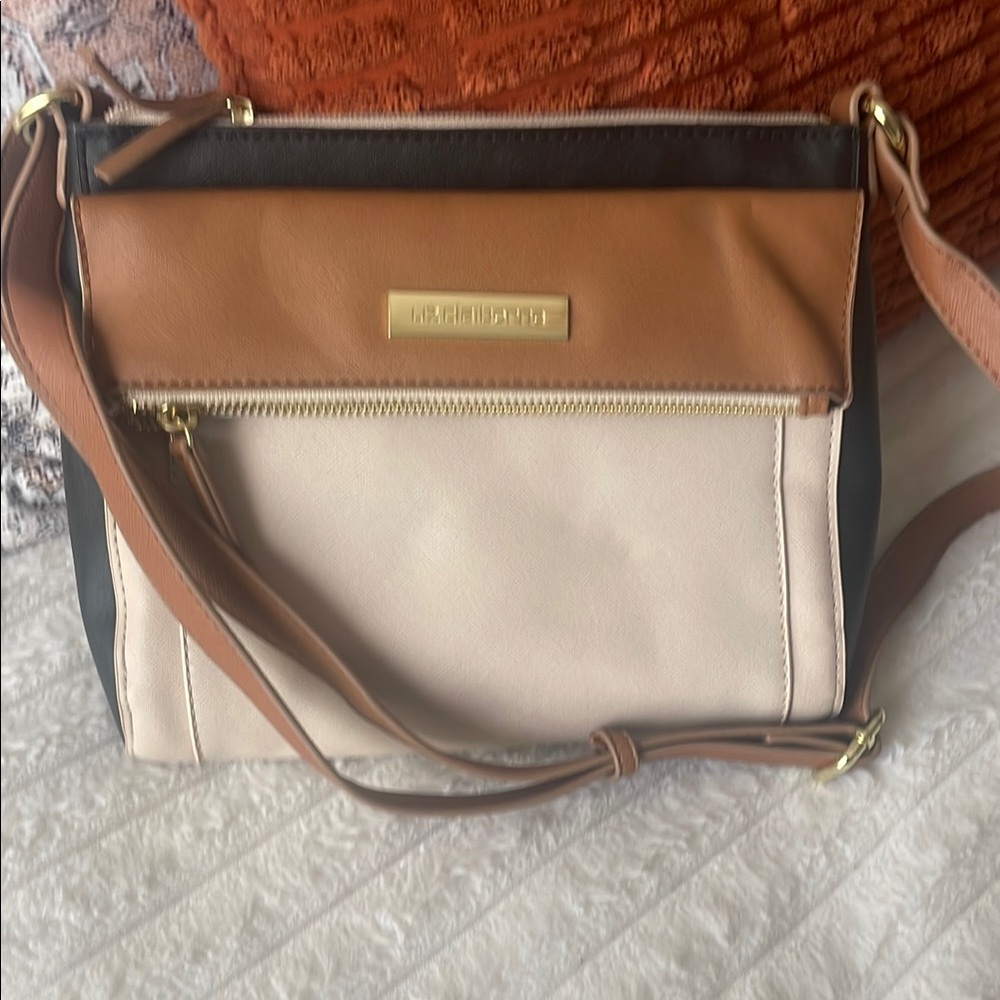 Liz Claiborne Tan and Cream Crossbody Bag